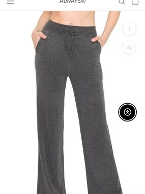 Always Charcoal Gray Wide-Leg Knit Pants